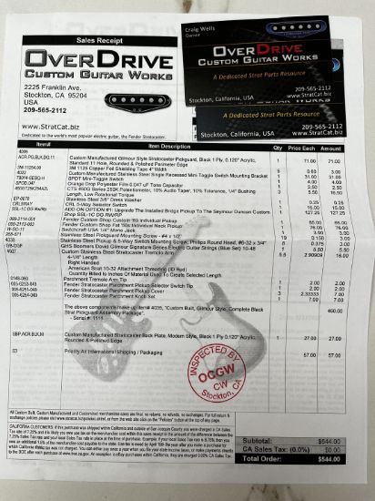 Picture of Dave Gilmour "Black Strat" Fender Stratocaster recreation