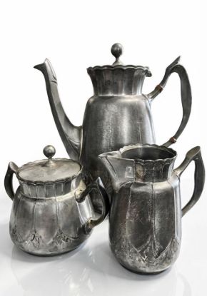 Picture of Antique German Kayserzinn Pewter Coffee Set – Art Nouveau (c.1900) – Model 4907