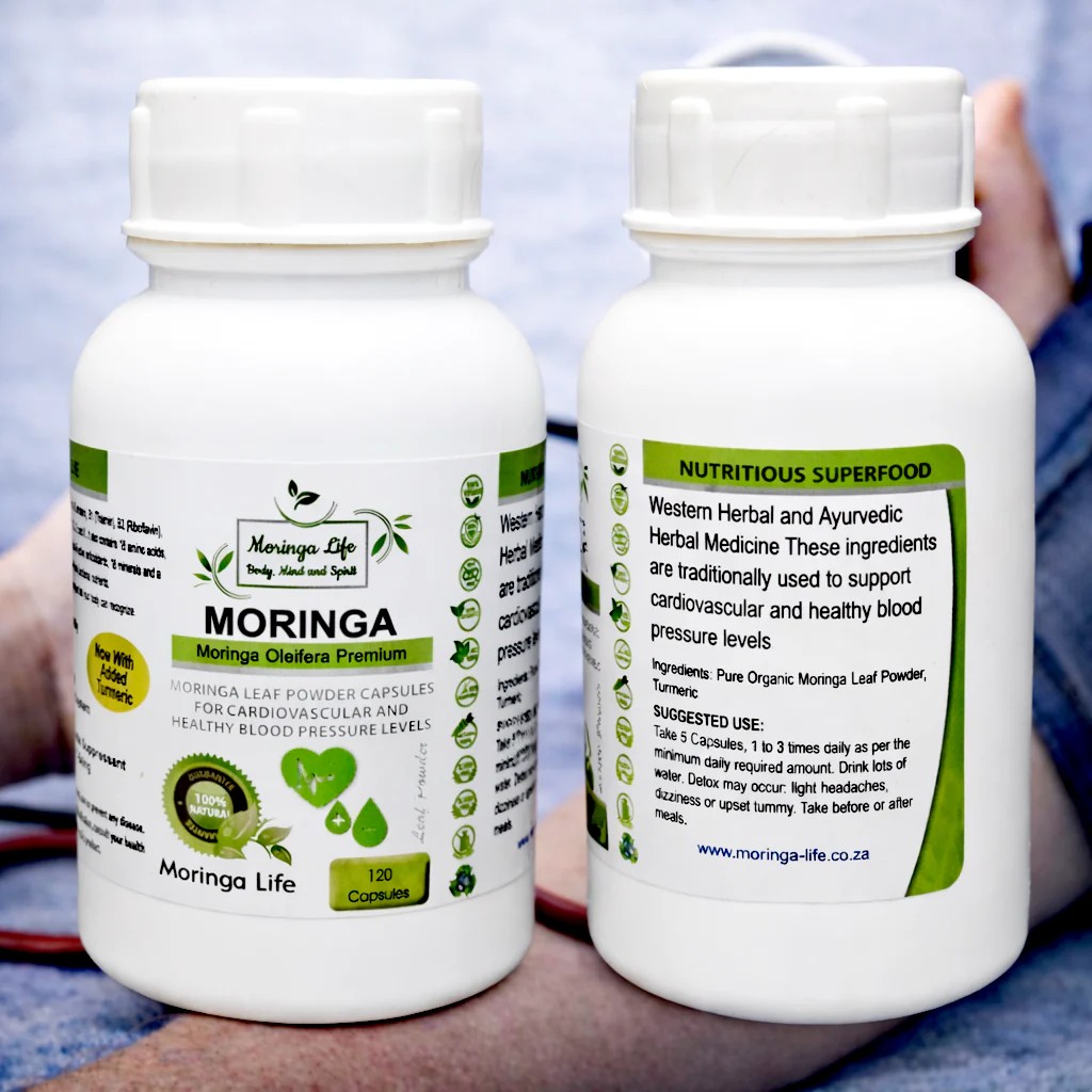 Picture of Moringa Capsules x 120 with Added Turmeric – Natural High Blood Pressure Support